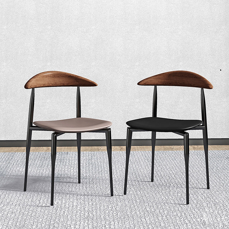 Industrial Metal Kitchen Dining Side Chair Faux Leather Side Chair