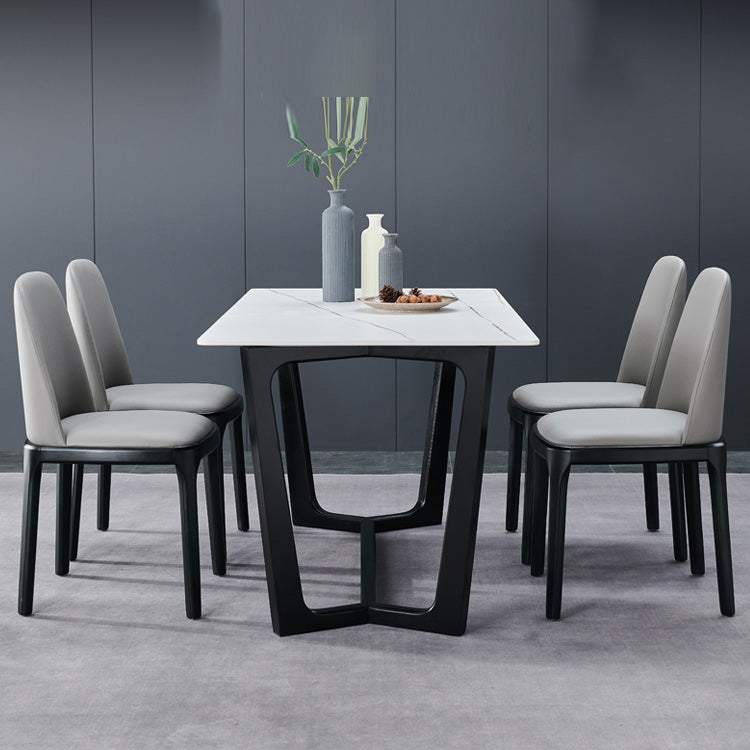 Industrial Armless Dining Chairs Solid Wood Legs Upholstered Side Chair