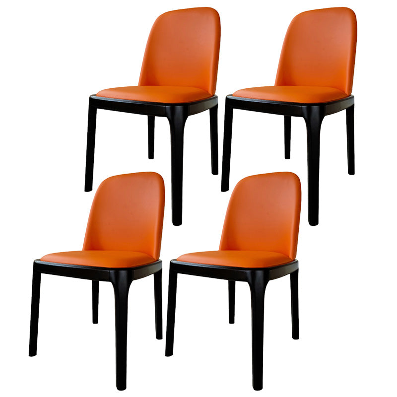 Industrial Armless Dining Chairs Solid Wood Legs Upholstered Side Chair