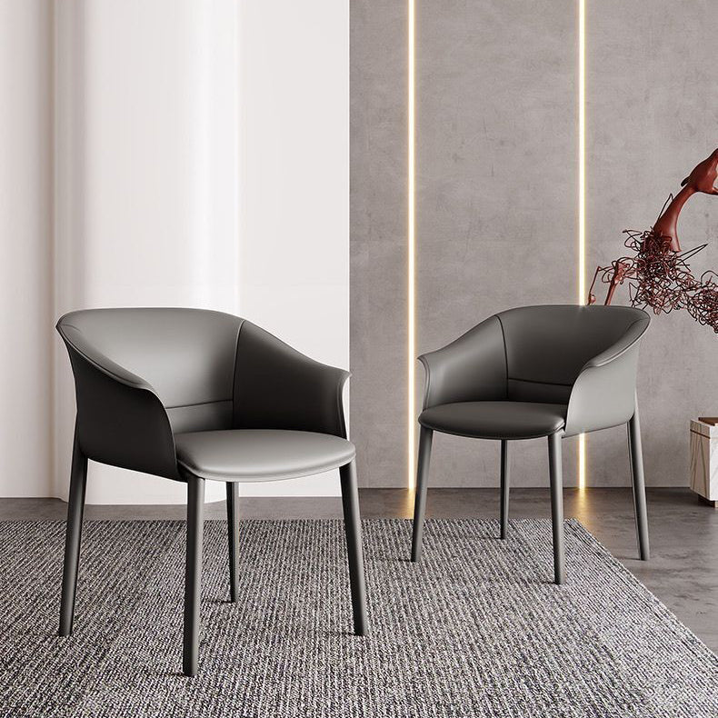 Contemporary Kitchen Dining Chair Metal Legs Upholstered Arm Chair