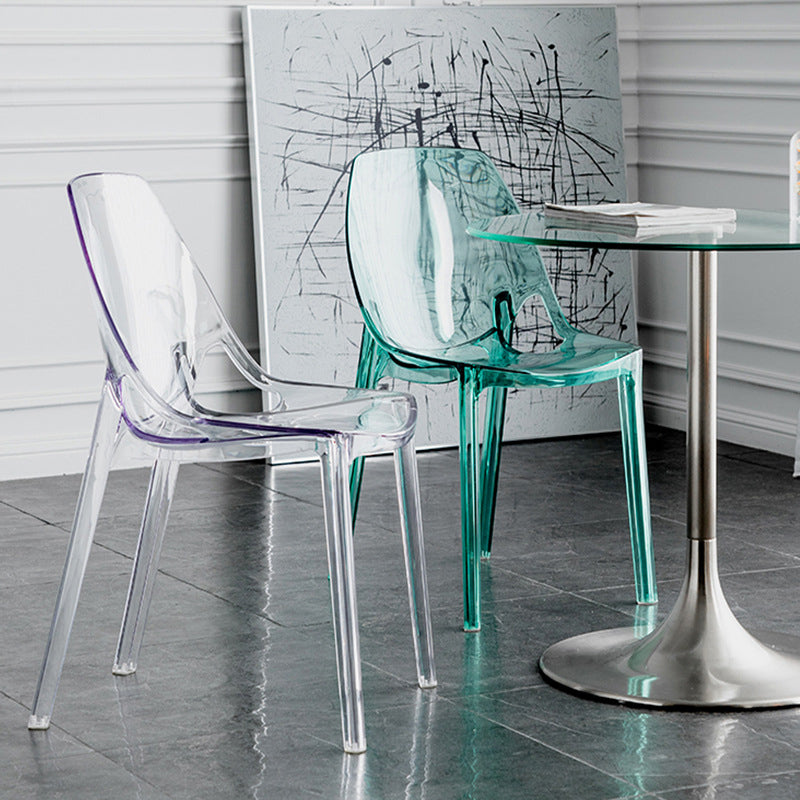 Indoor-Outdoor Plastic Side Chair Stacking Dining Accent Chair