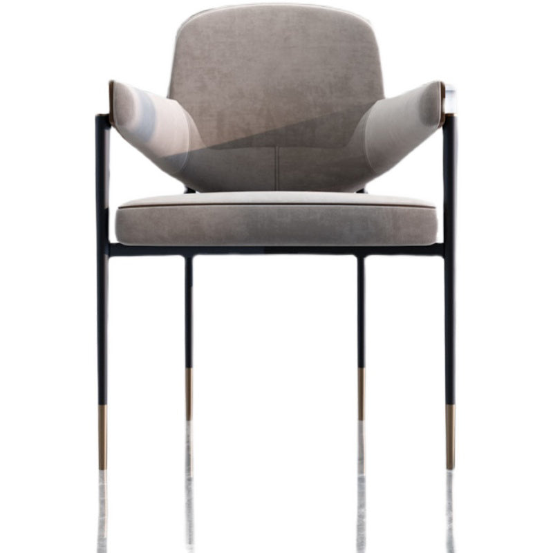 Metal Dining Room Chair Faux Leather Armless Dining Accent Chair