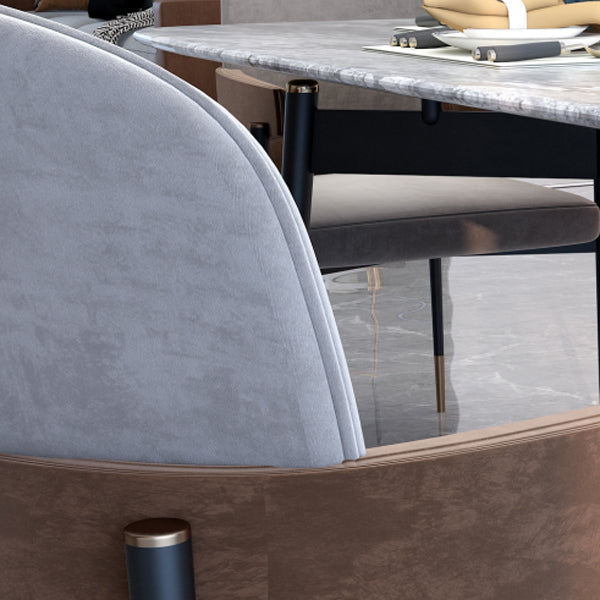 Metal Dining Room Chair Faux Leather Armless Dining Accent Chair