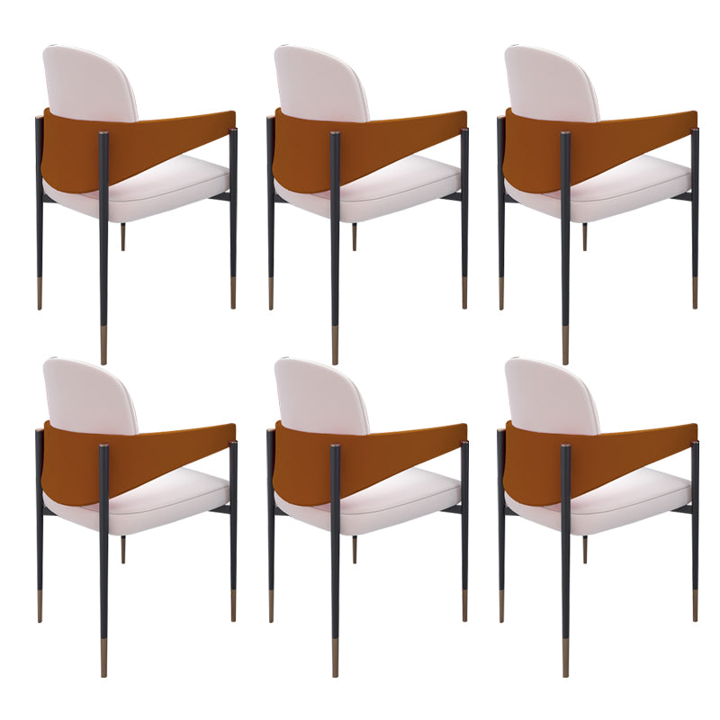 Metal Dining Room Chair Faux Leather Armless Dining Accent Chair