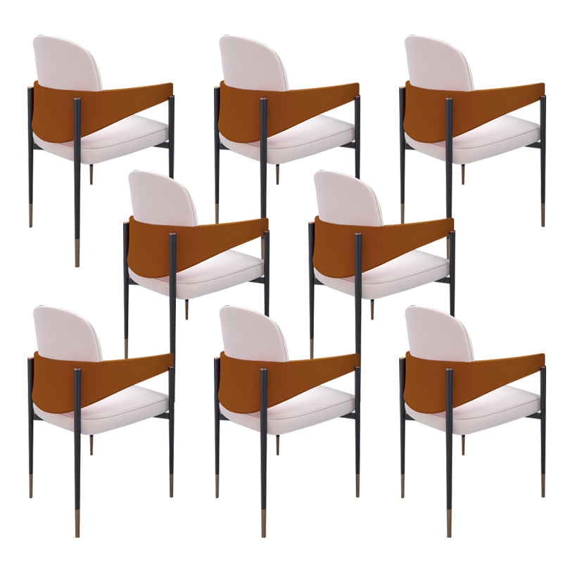 Metal Dining Room Chair Faux Leather Armless Dining Accent Chair