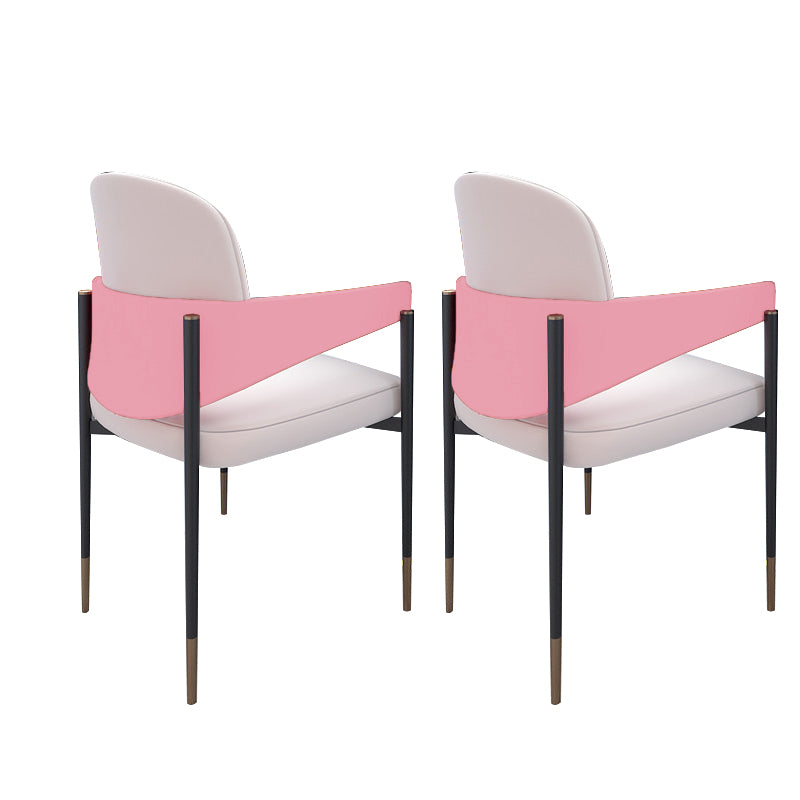 Metal Dining Room Chair Faux Leather Armless Dining Accent Chair