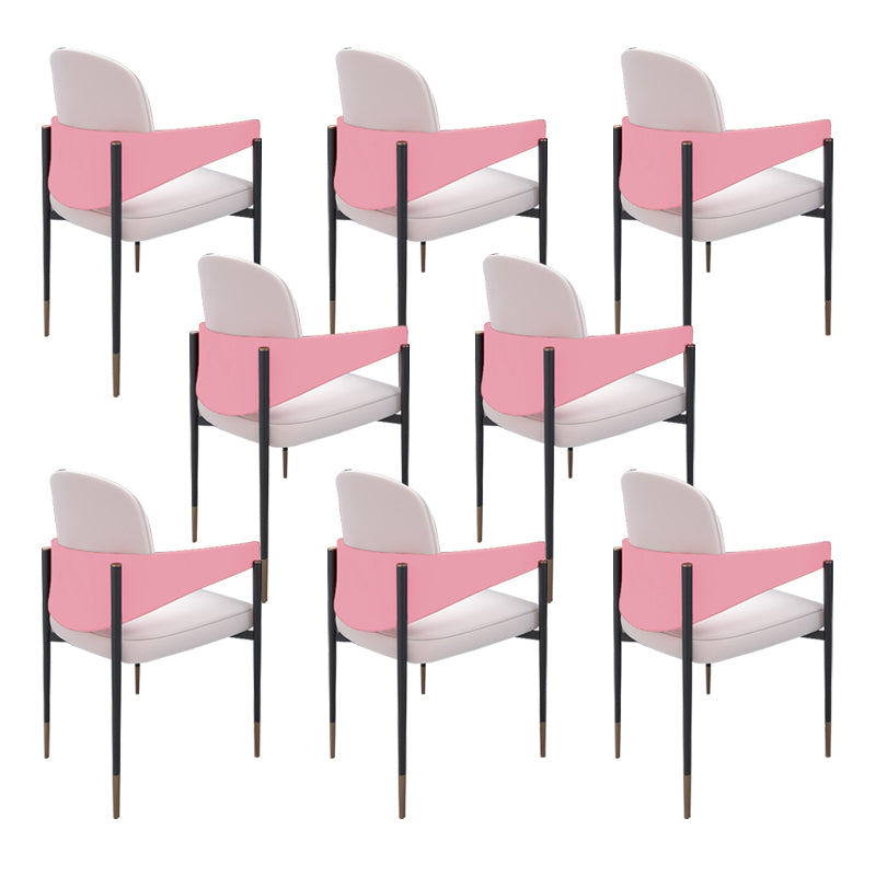 Metal Dining Room Chair Faux Leather Armless Dining Accent Chair