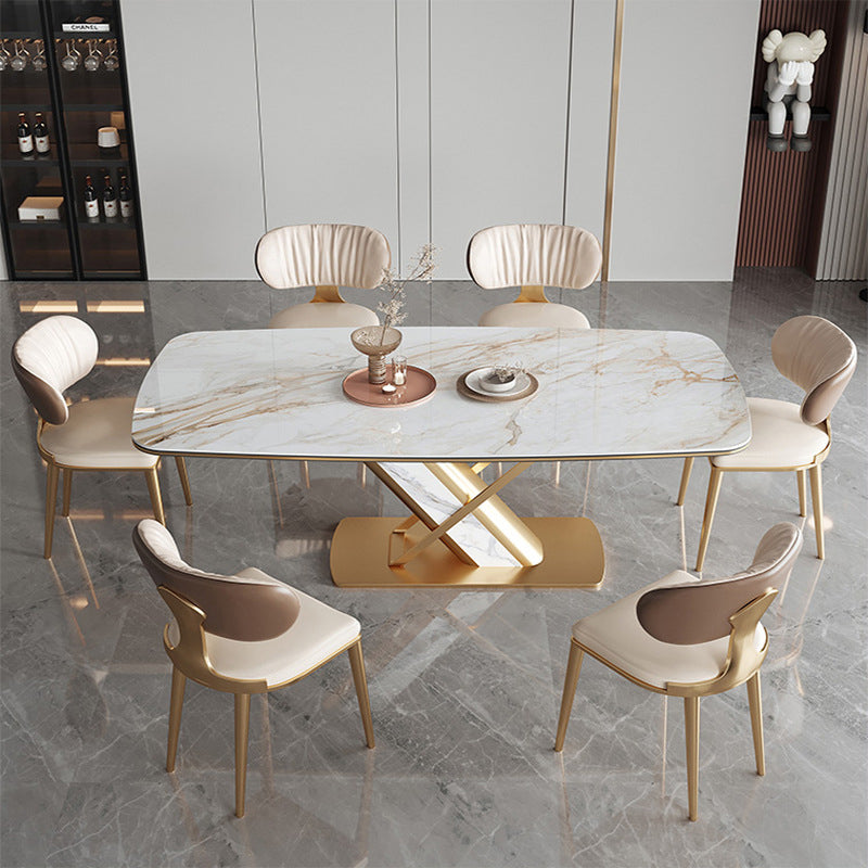 Glam Open Back Dining Chair Gold Legs Dining Room Side Chair