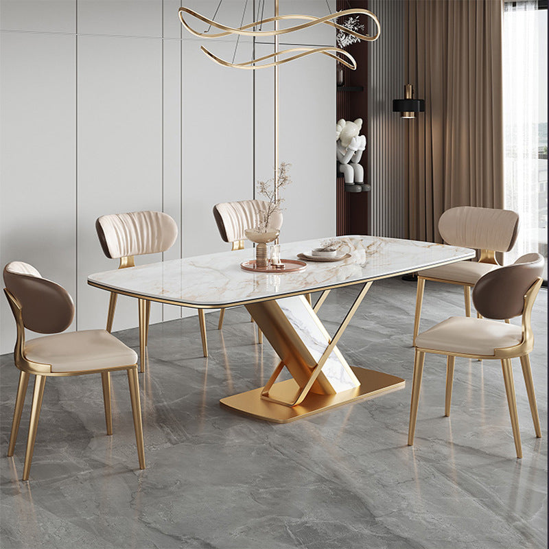 Glam Open Back Dining Chair Gold Legs Dining Room Side Chair