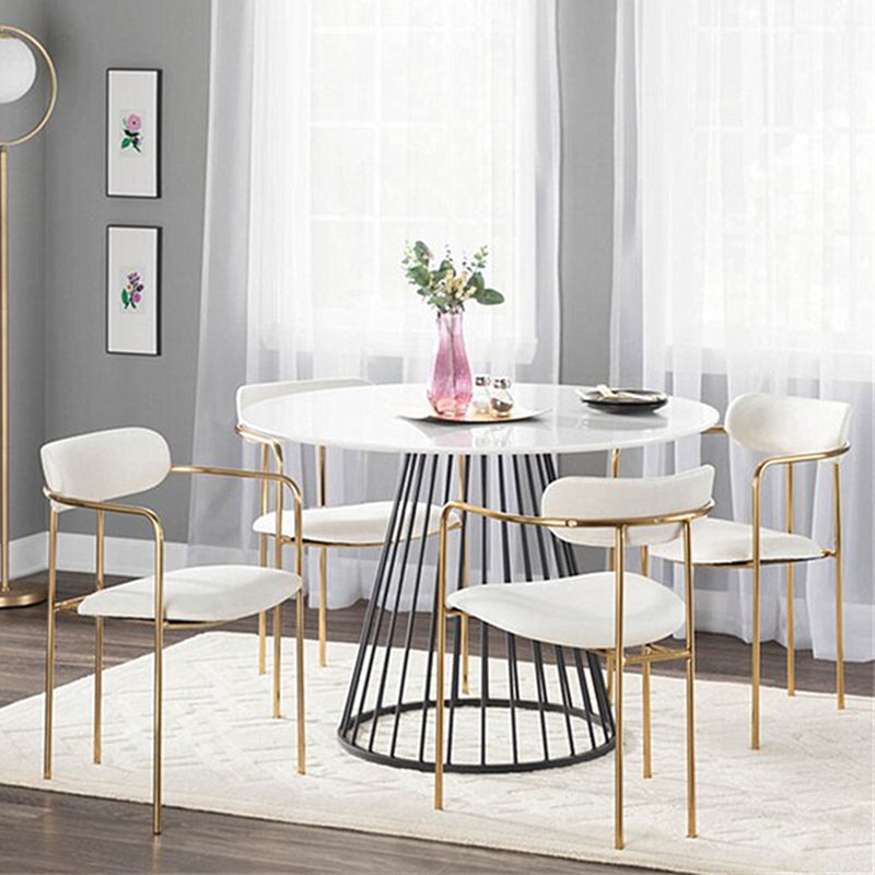 Glam Dining Arm Chair Velvet Dining Room Gold Legs Side Chair