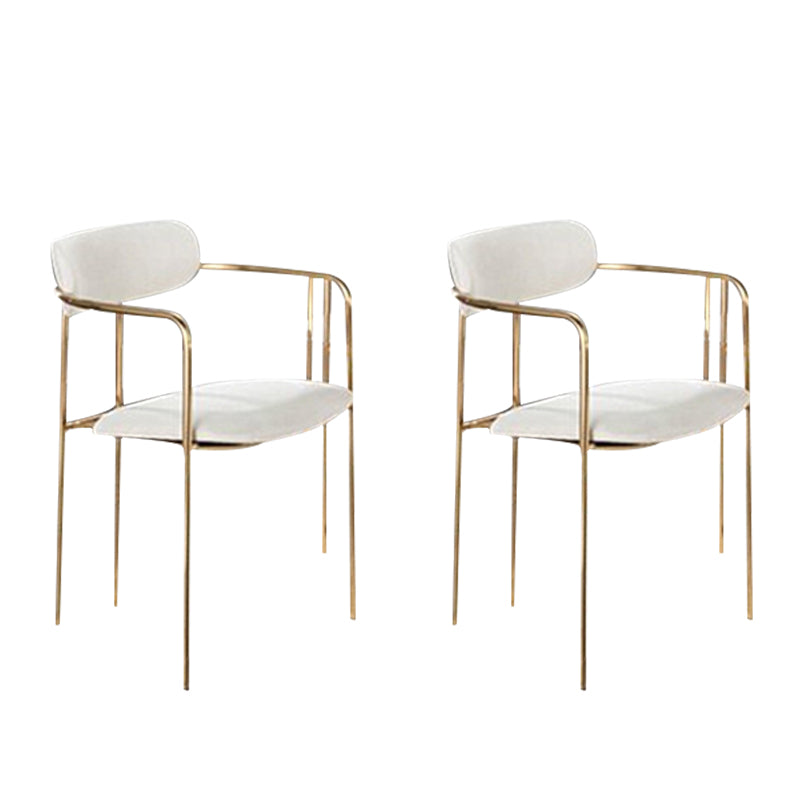 Glam Dining Arm Chair Velvet Dining Room Gold Legs Side Chair