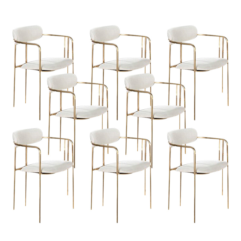 Glam Dining Arm Chair Velvet Dining Room Gold Legs Side Chair