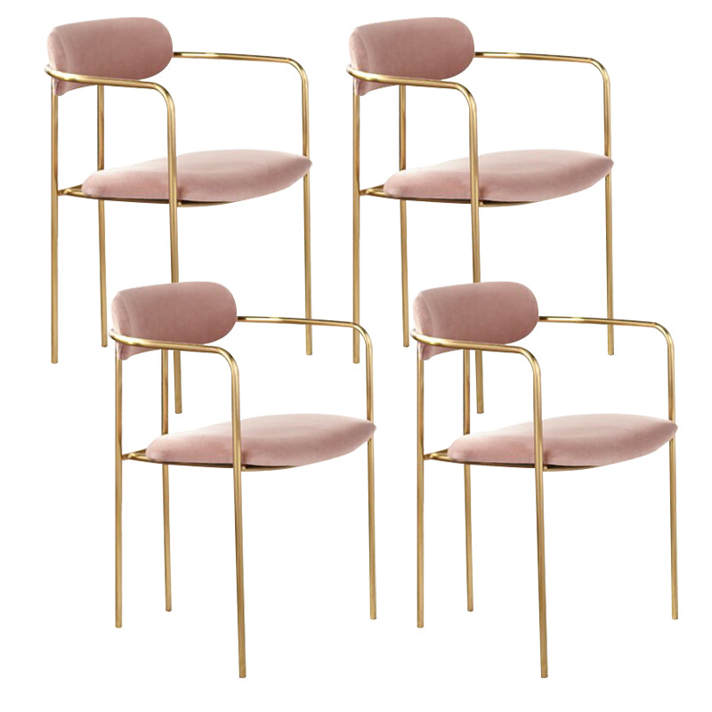 Glam Dining Arm Chair Velvet Dining Room Gold Legs Side Chair
