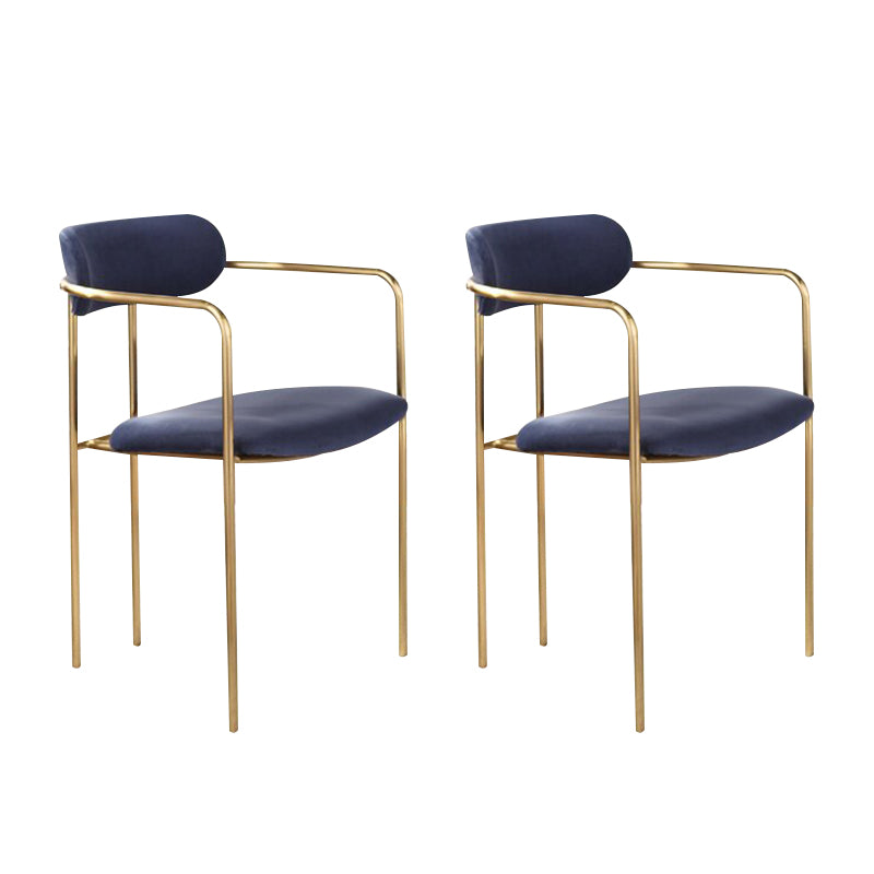 Glam Dining Arm Chair Velvet Dining Room Gold Legs Side Chair