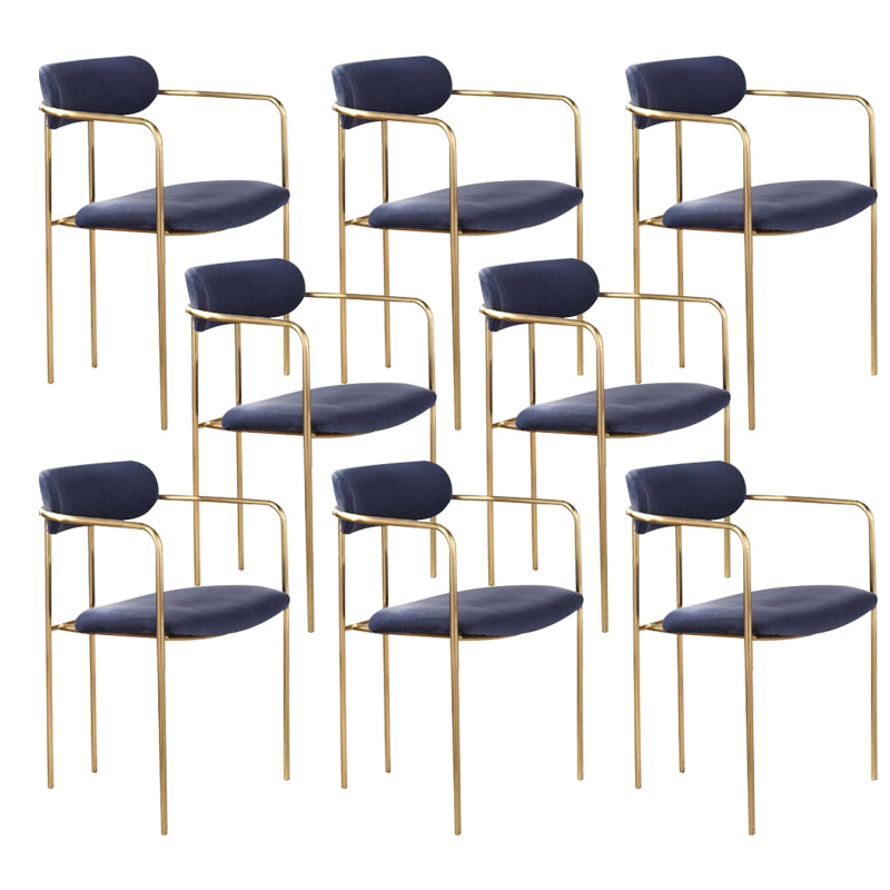 Glam Dining Arm Chair Velvet Dining Room Gold Legs Side Chair