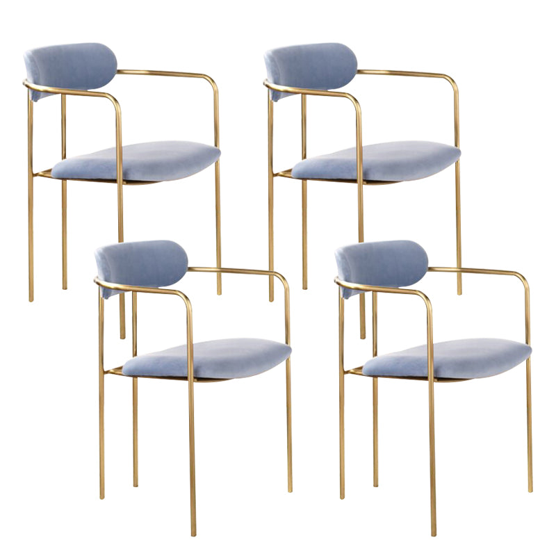 Glam Dining Arm Chair Velvet Dining Room Gold Legs Side Chair