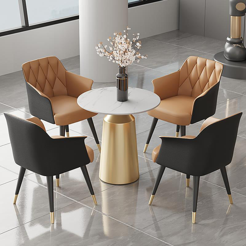 Modern Kitchen Dining Side Chair Faux Leather Upholstered Arm Chair