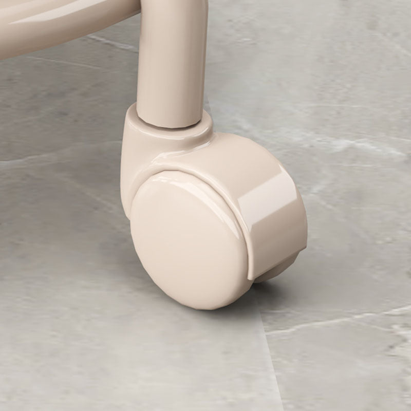 Stain Resistant Ottoman Solid PU Leather Tufted Round Ottoman with Wheels