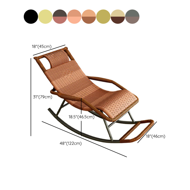 Modern Recliner Chair Color Block Rattan Rocker Chair with Dark Legs