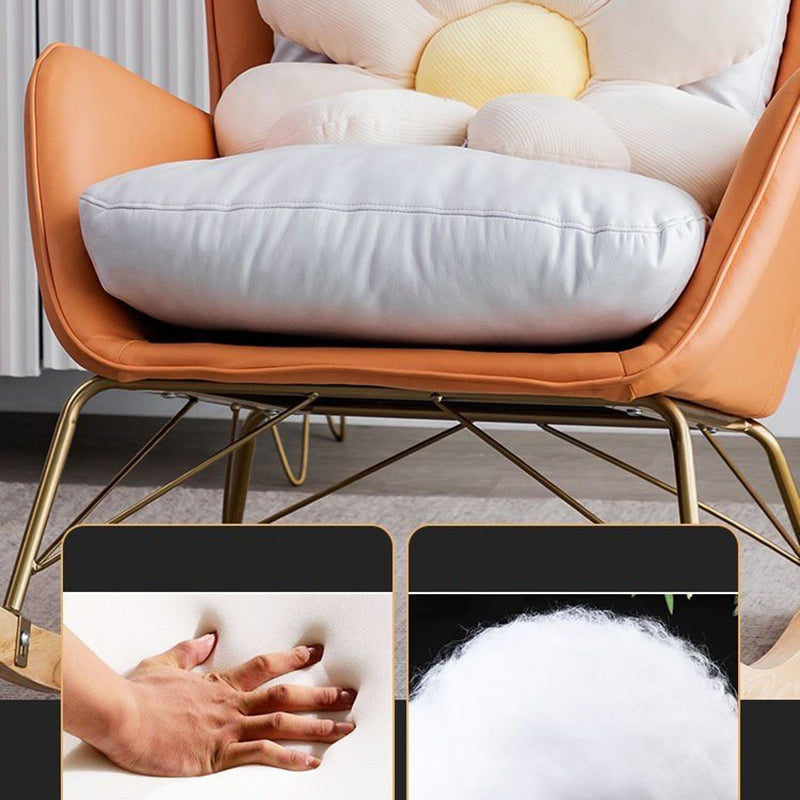 Modern Upholstered Rocker Chair Metal Frame Dirt Resistant Rocker Chair