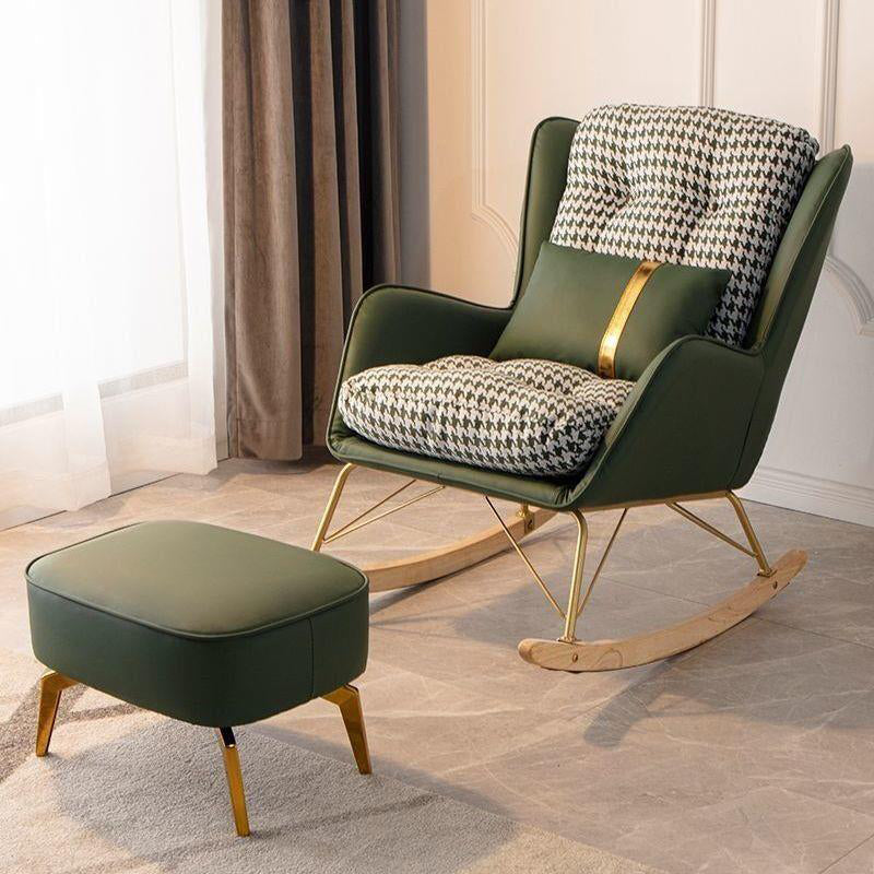 Modern Upholstered Rocker Chair Metal Frame Dirt Resistant Rocker Chair