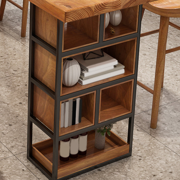 Brown 1/4 Pieces Pub Dining Set Solid Wood Table and Stool Set