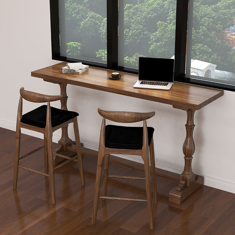 Brown 1/2/3 Pieces Pub Dining Set Solid Wood Table and Stool Set