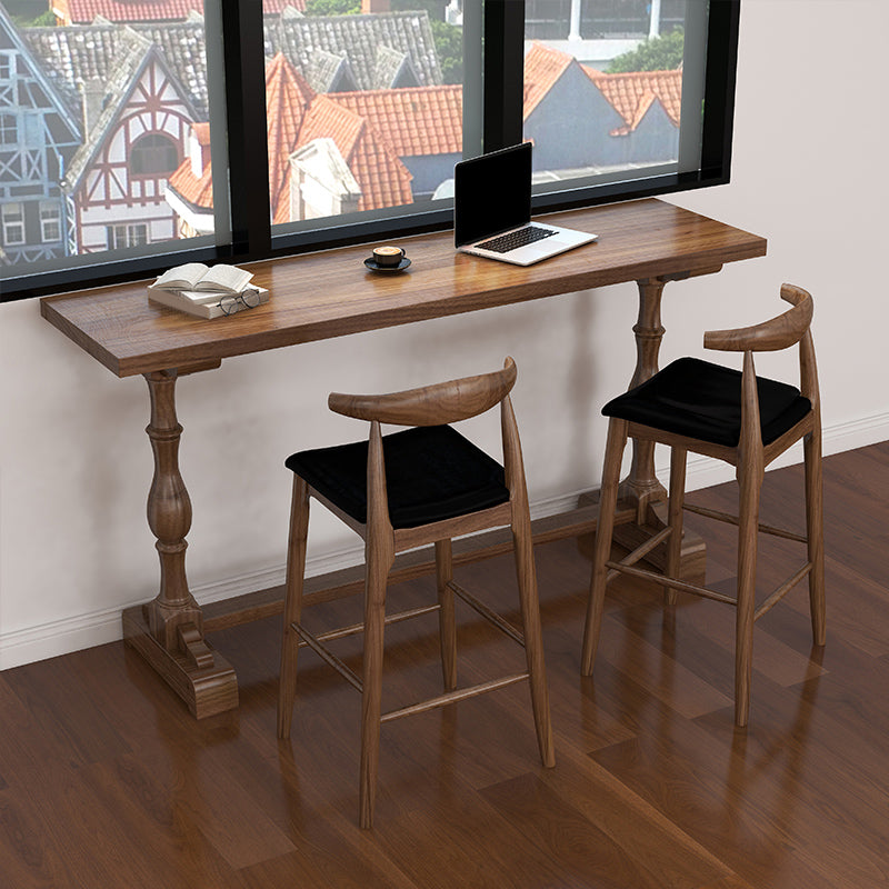 Brown 1/2/3 Pieces Pub Dining Set Solid Wood Table and Stool Set