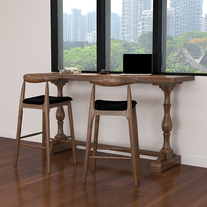 Brown 1/2/3 Pieces Pub Dining Set Solid Wood Table and Stool Set