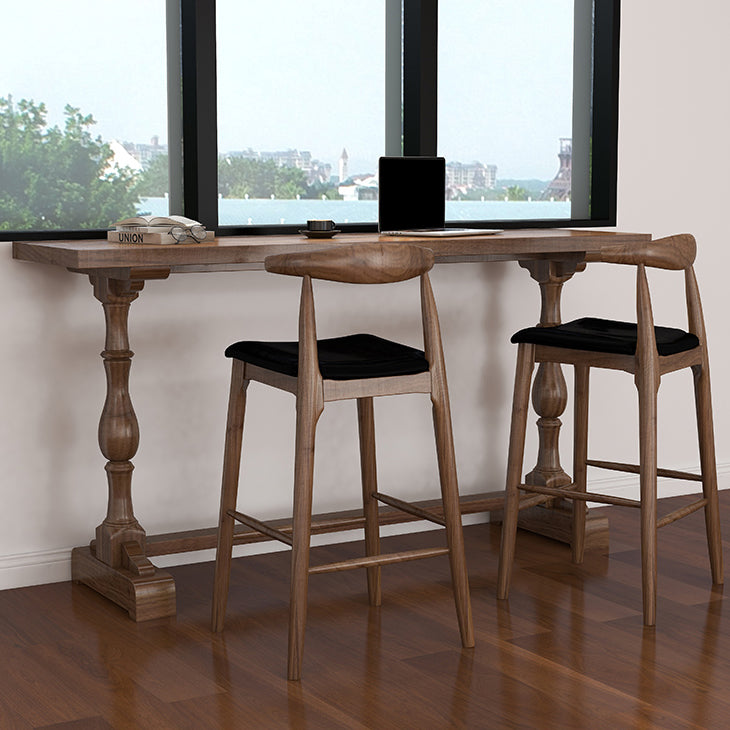 Brown 1/2/3 Pieces Pub Dining Set Solid Wood Table and Stool Set