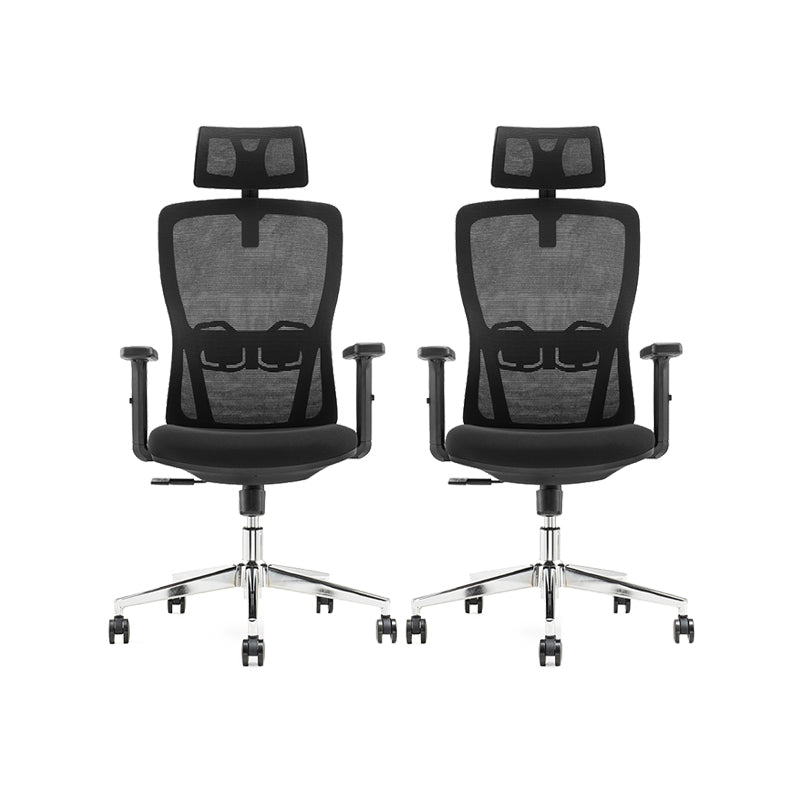 Modern Black Office Chair Fixed Arms Adjustable Seat Height Desk Chair with Wheels