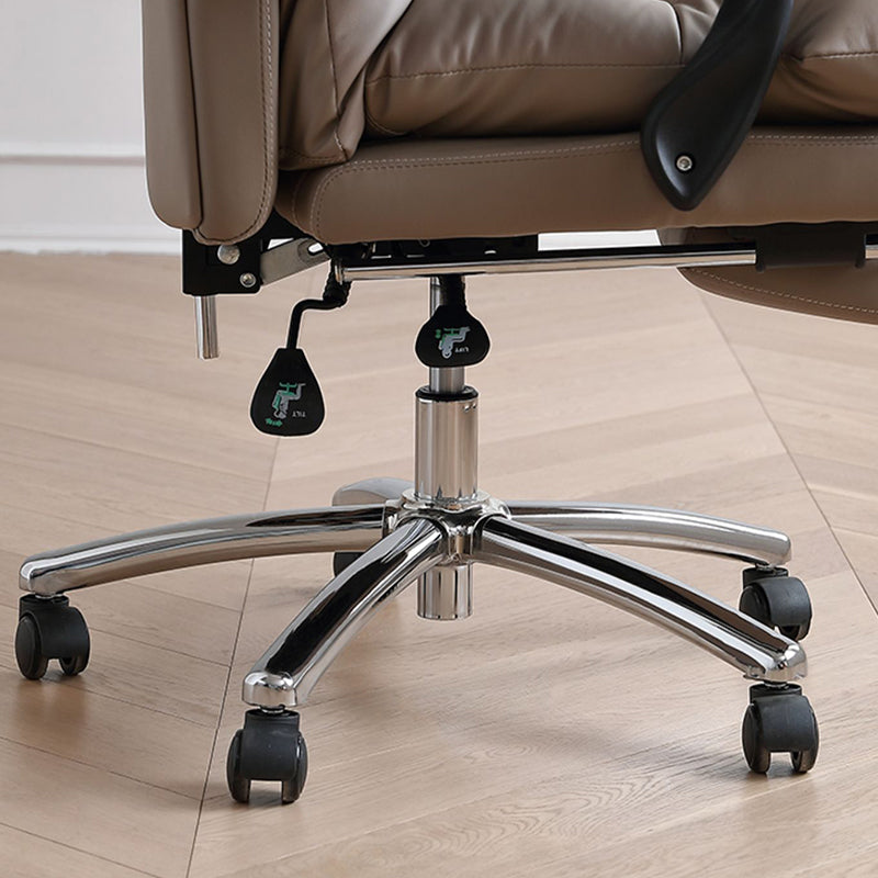 Modern Leather Desk Chair Adjustable Seat Height Padded Arms Office Chair with Wheels