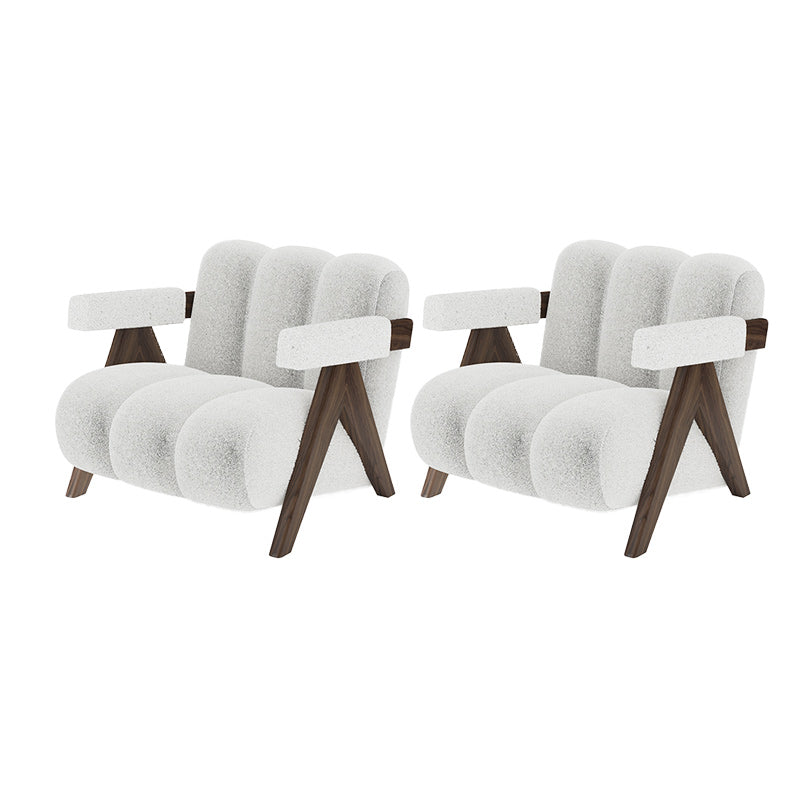 Scandinavian Wood Frame Lounge Chair Sewn Pillow Back Arm Chair