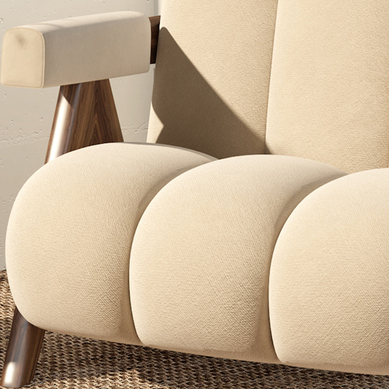 Scandinavian Wood Frame Lounge Chair Sewn Pillow Back Arm Chair