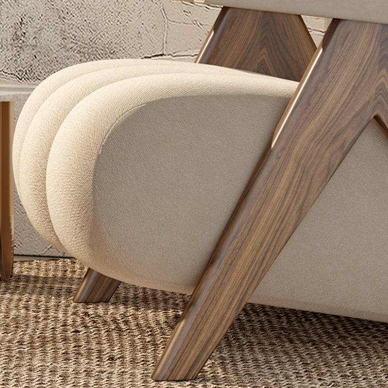 Scandinavian Wood Frame Lounge Chair Sewn Pillow Back Arm Chair