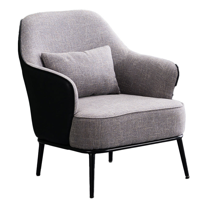Modern Armchair Solid Color Pillow Back Basic Four Legs Chair