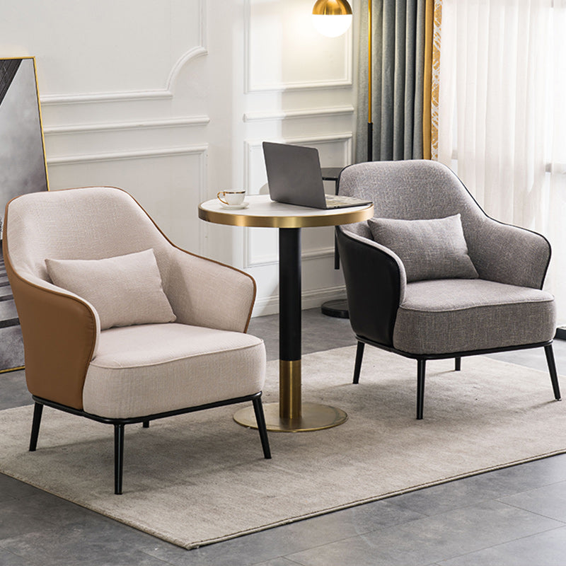 Modern Armchair Solid Color Pillow Back Basic Four Legs Chair