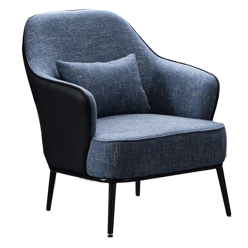 Modern Armchair Solid Color Pillow Back Basic Four Legs Chair