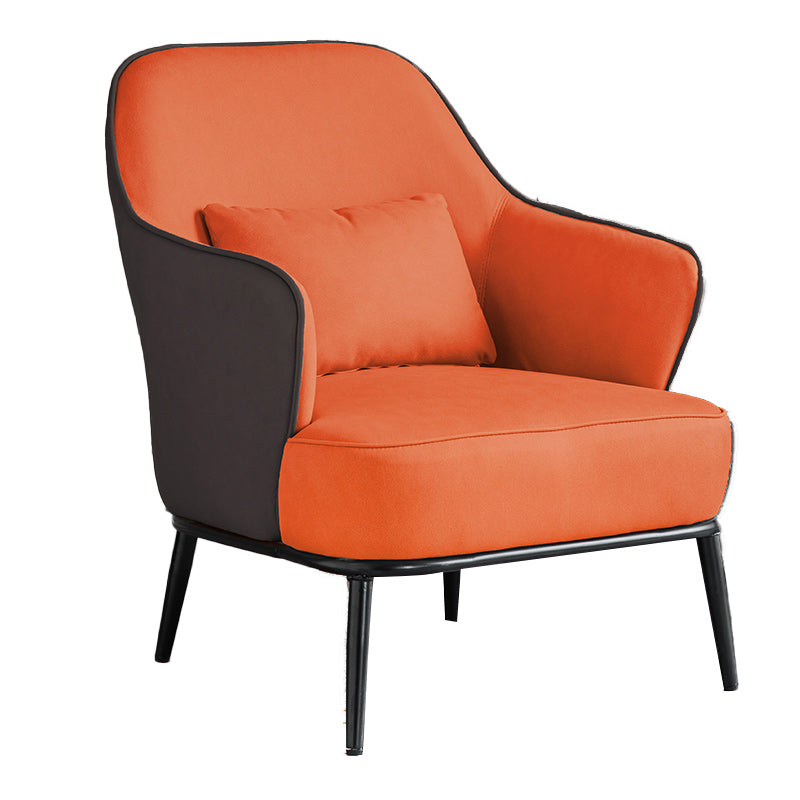 Modern Armchair Solid Color Pillow Back Basic Four Legs Chair