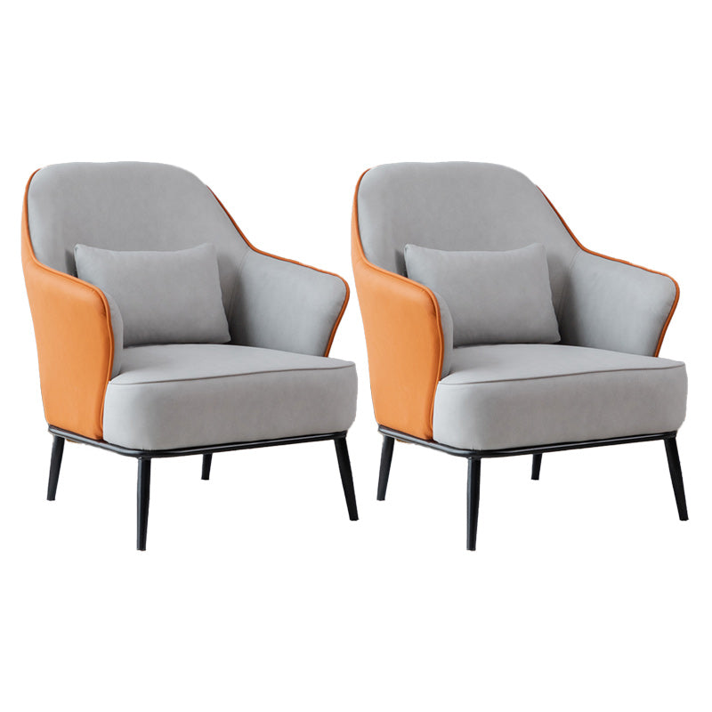 Modern Armchair Solid Color Pillow Back Basic Four Legs Chair