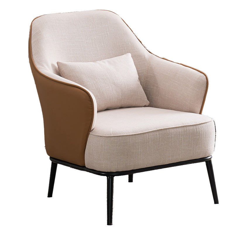 Modern Armchair Solid Color Pillow Back Basic Four Legs Chair