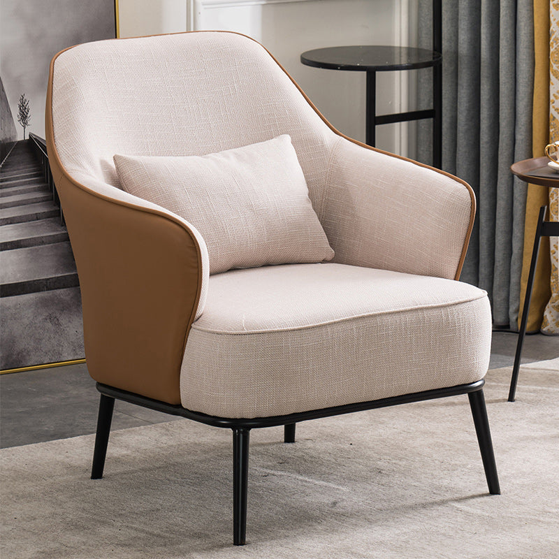 Modern Armchair Solid Color Pillow Back Basic Four Legs Chair