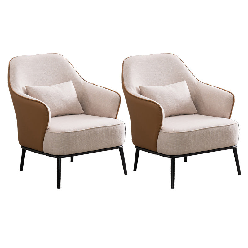 Modern Armchair Solid Color Pillow Back Basic Four Legs Chair