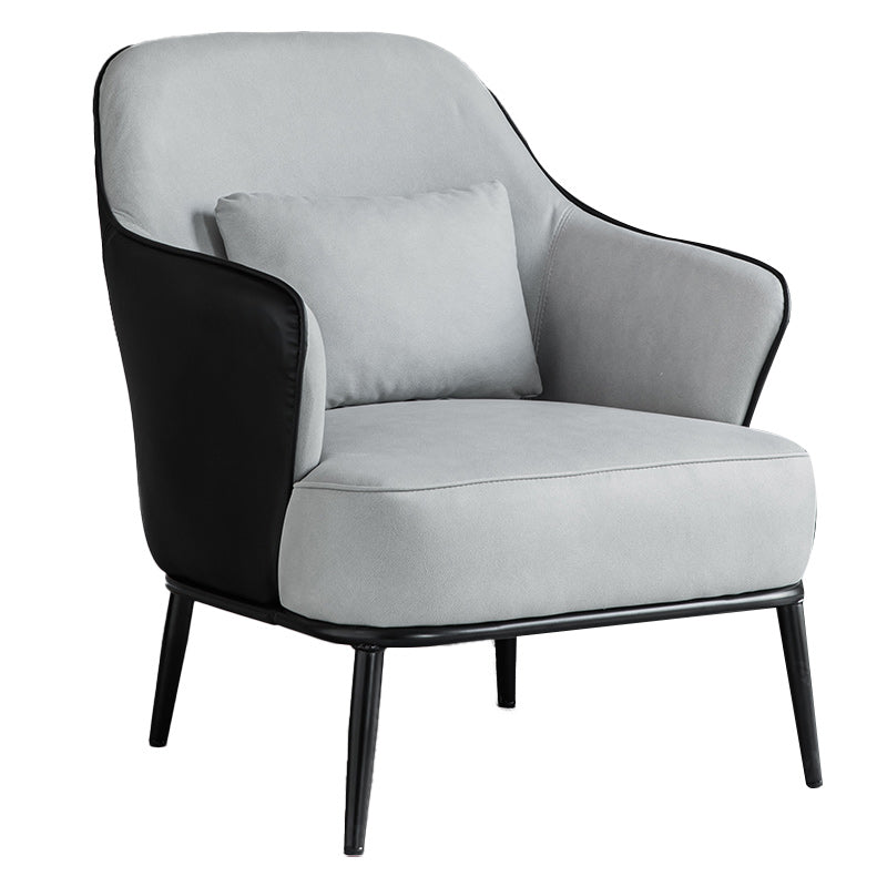 Modern Armchair Solid Color Pillow Back Basic Four Legs Chair