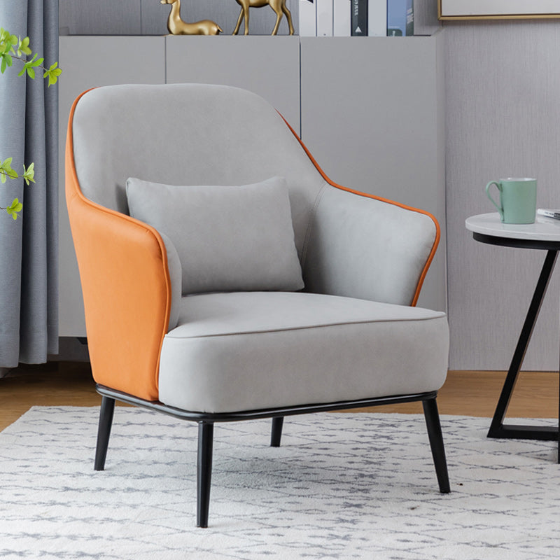 Modern Armchair Solid Color Pillow Back Basic Four Legs Chair