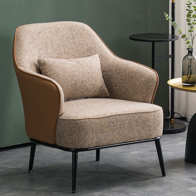 Modern Armchair Solid Color Pillow Back Basic Four Legs Chair