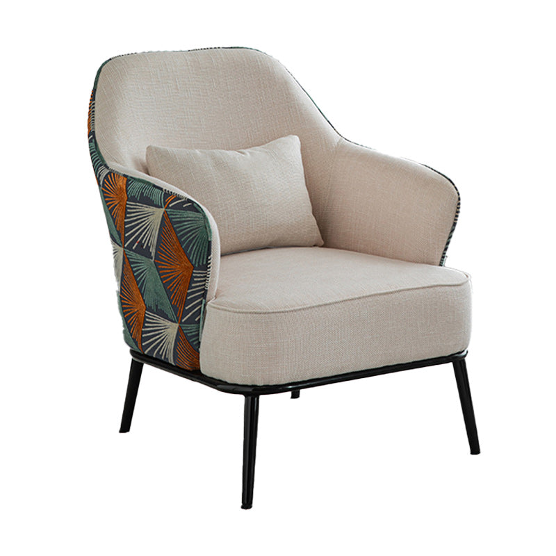 Modern Armchair Solid Color Pillow Back Basic Four Legs Chair
