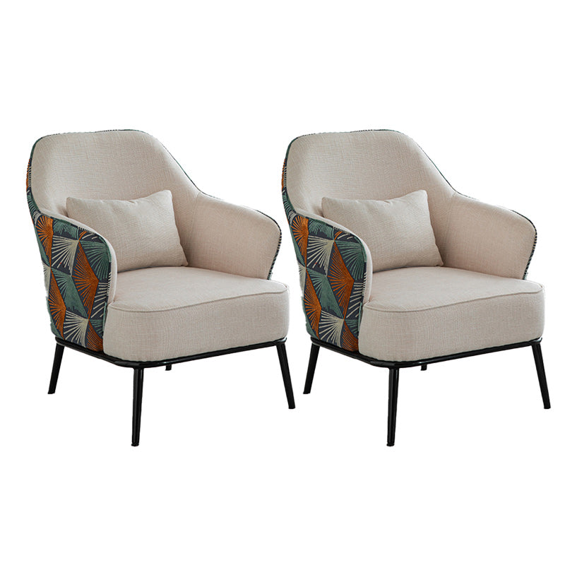 Modern Armchair Solid Color Pillow Back Basic Four Legs Chair