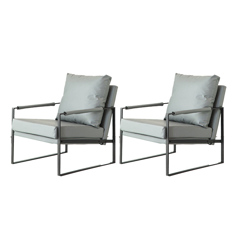 Modern Arm Chair Living Room Pillow Back Square Arms Leather Accent Chair