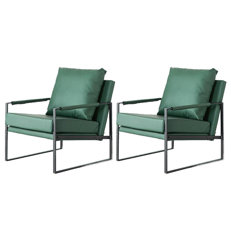 Modern Arm Chair Living Room Pillow Back Square Arms Leather Accent Chair